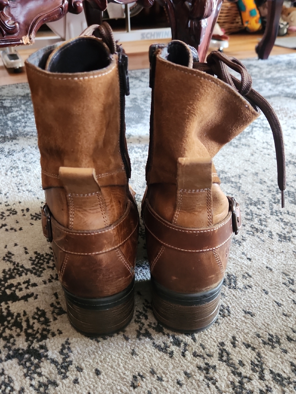Taos Crave Brown Leather Zip Boots Logger Military Jump Style Brown Tan Eu 40 - Picture 3 of 7